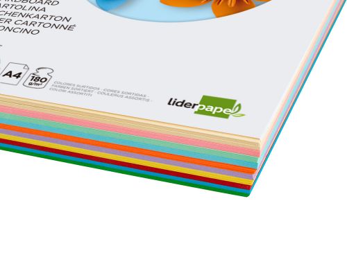 Cartolina liderpapel din a4 180 gr 10 cores sortidas pack de 100 unidades , Liderpapel , 37332 , 8423473373327